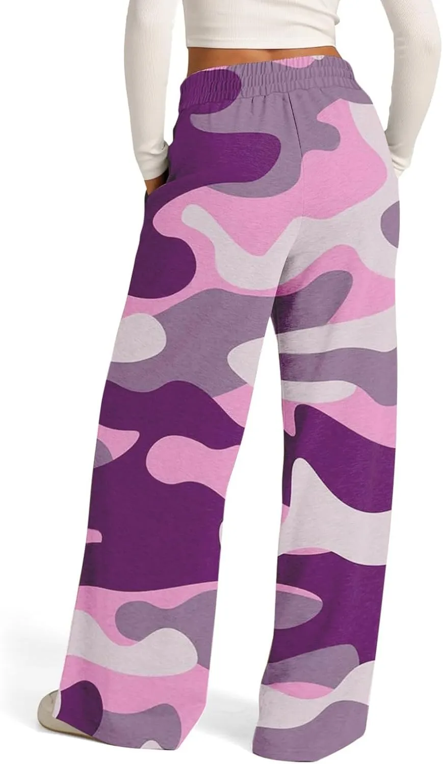 FONMA Womens Wide Leg Sweatpants 2025 Casual Loose Solid Pants Comfy Lounge Joggers Baggy Sweatpants Yoga Pants with Pockets