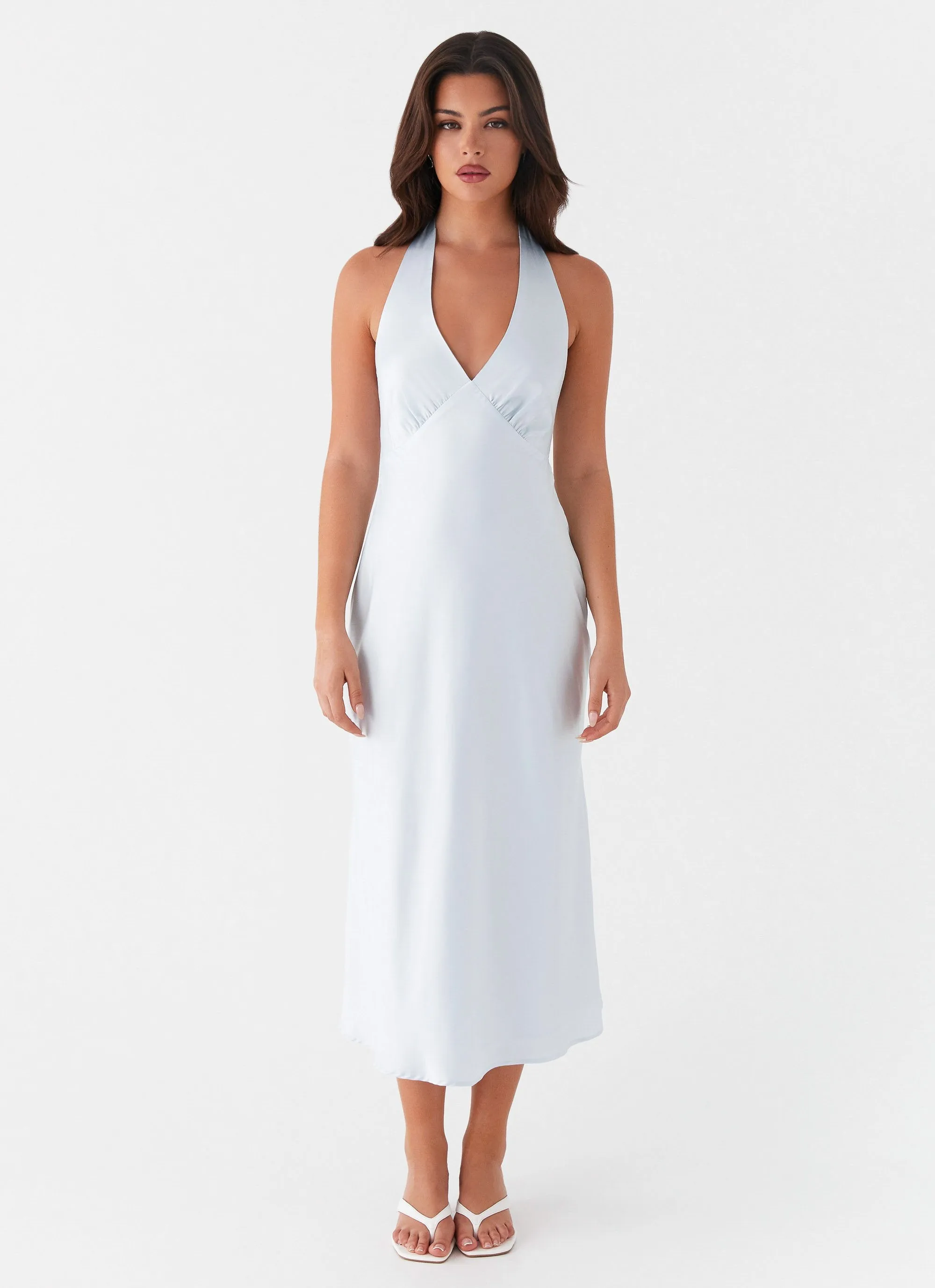 Anti Pilling Finish Heavy Hearted Midi Dress - Blue