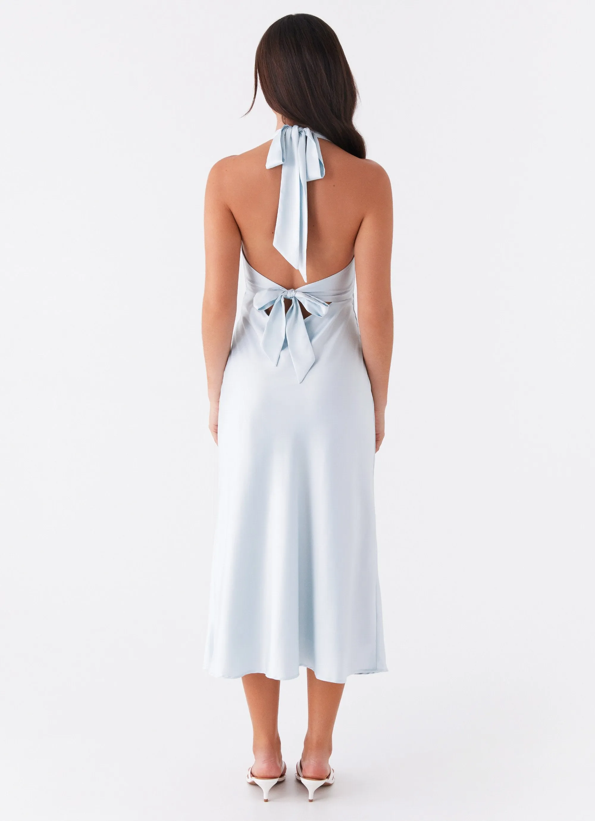 Adjustable Cuffs Heavy Hearted Midi Dress - Blue