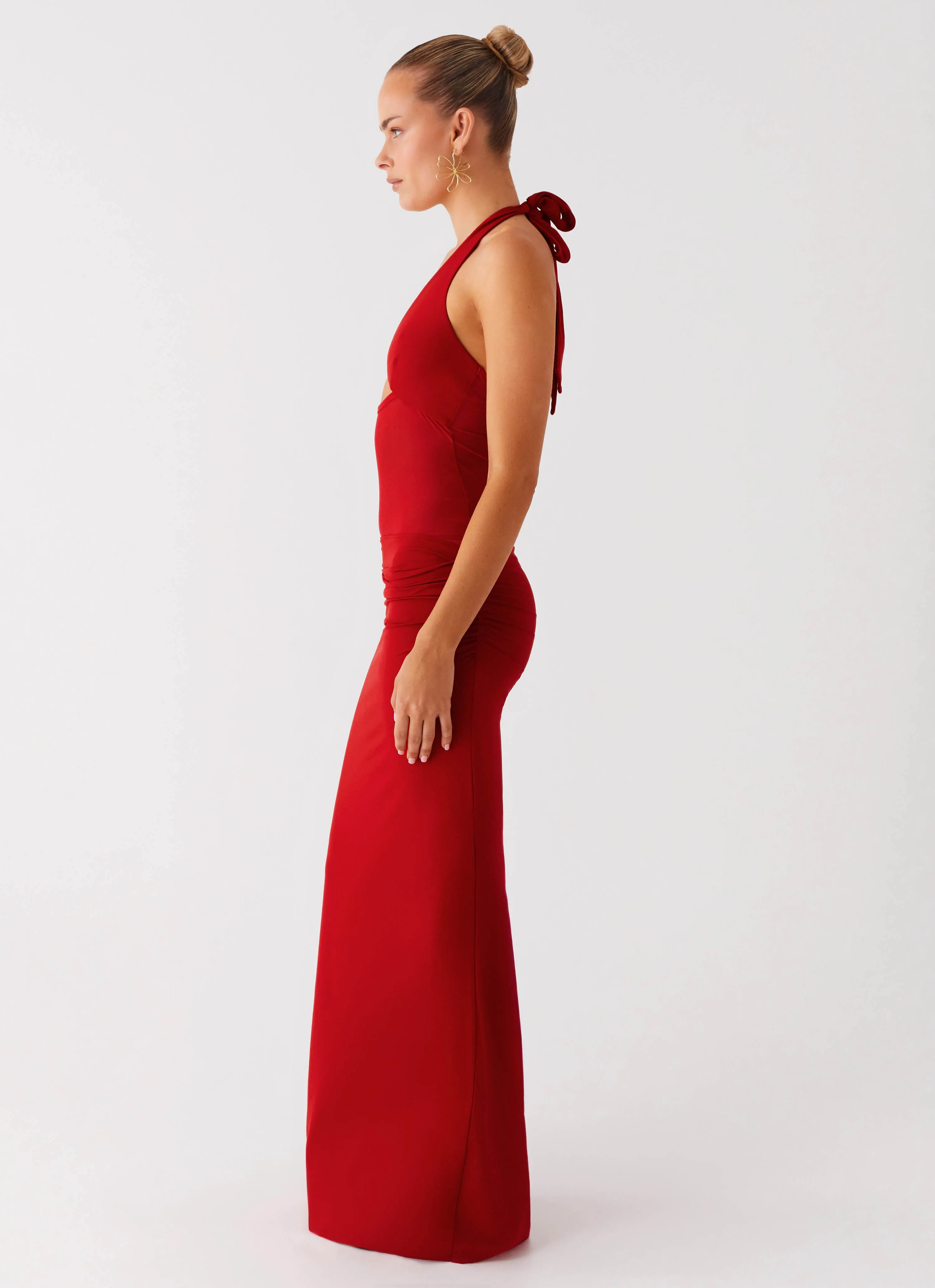 Workwear Ready Billen Halter Maxi Dress - Red