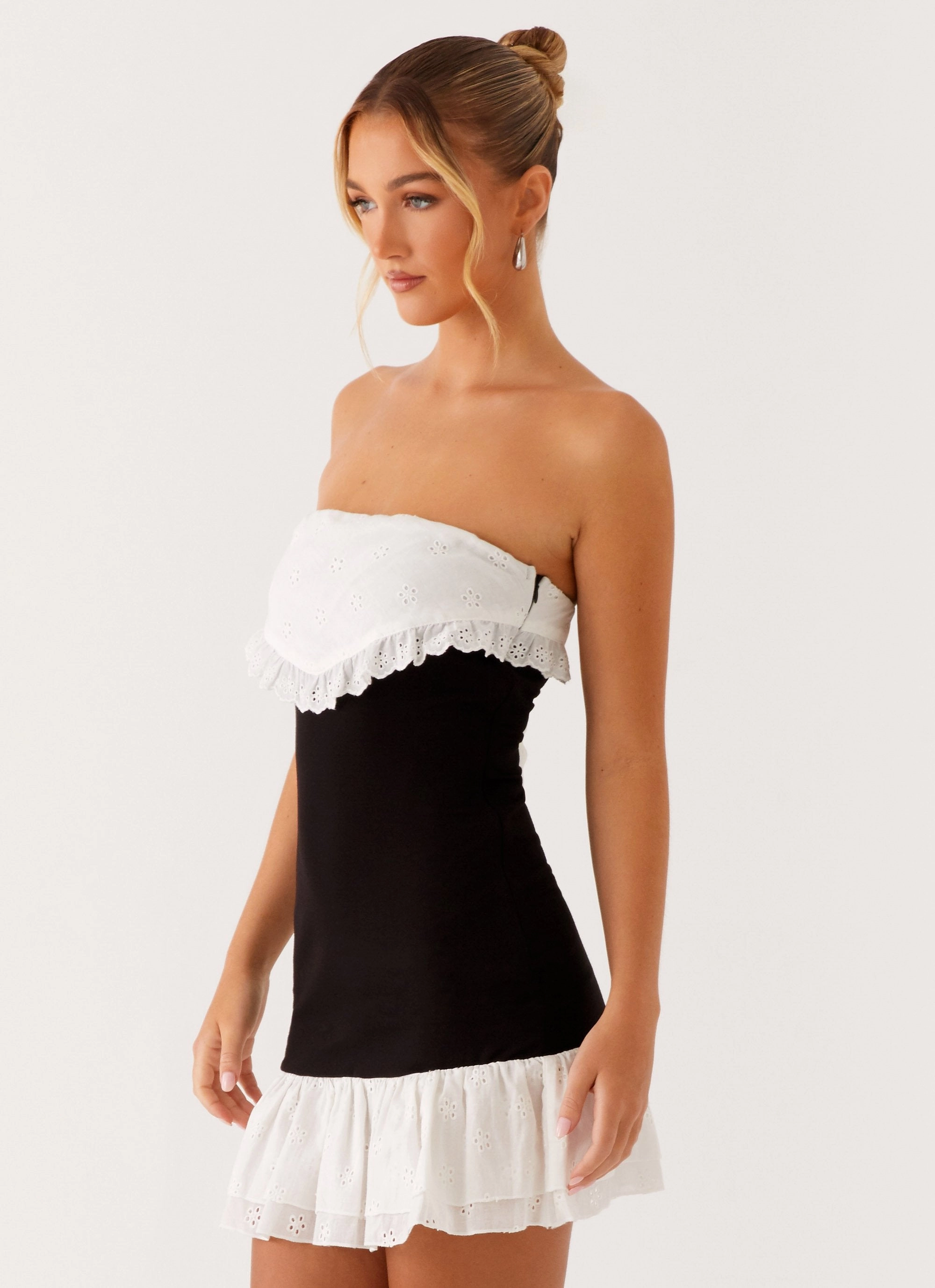 Fran Broderie Mini Dress - Black Ready Anytime