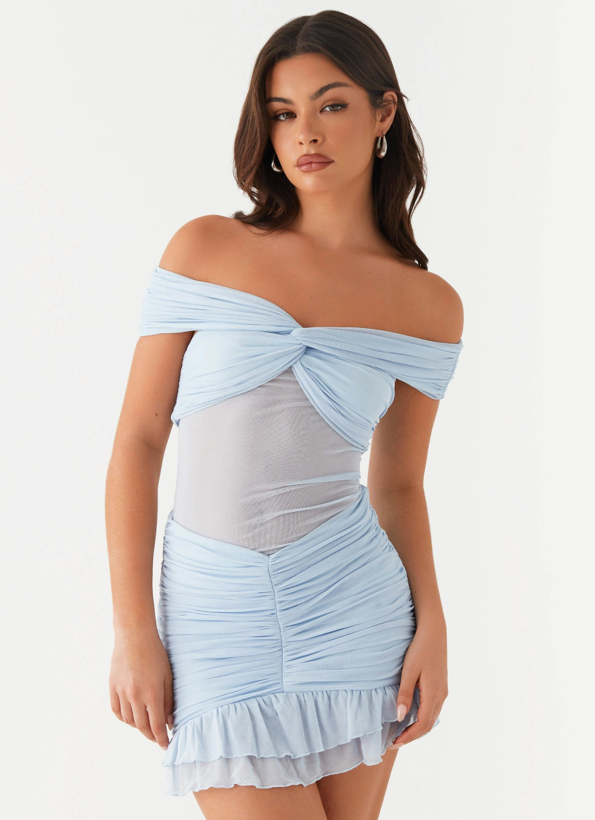 Frances Mini Dress - Blue Sleek Texture