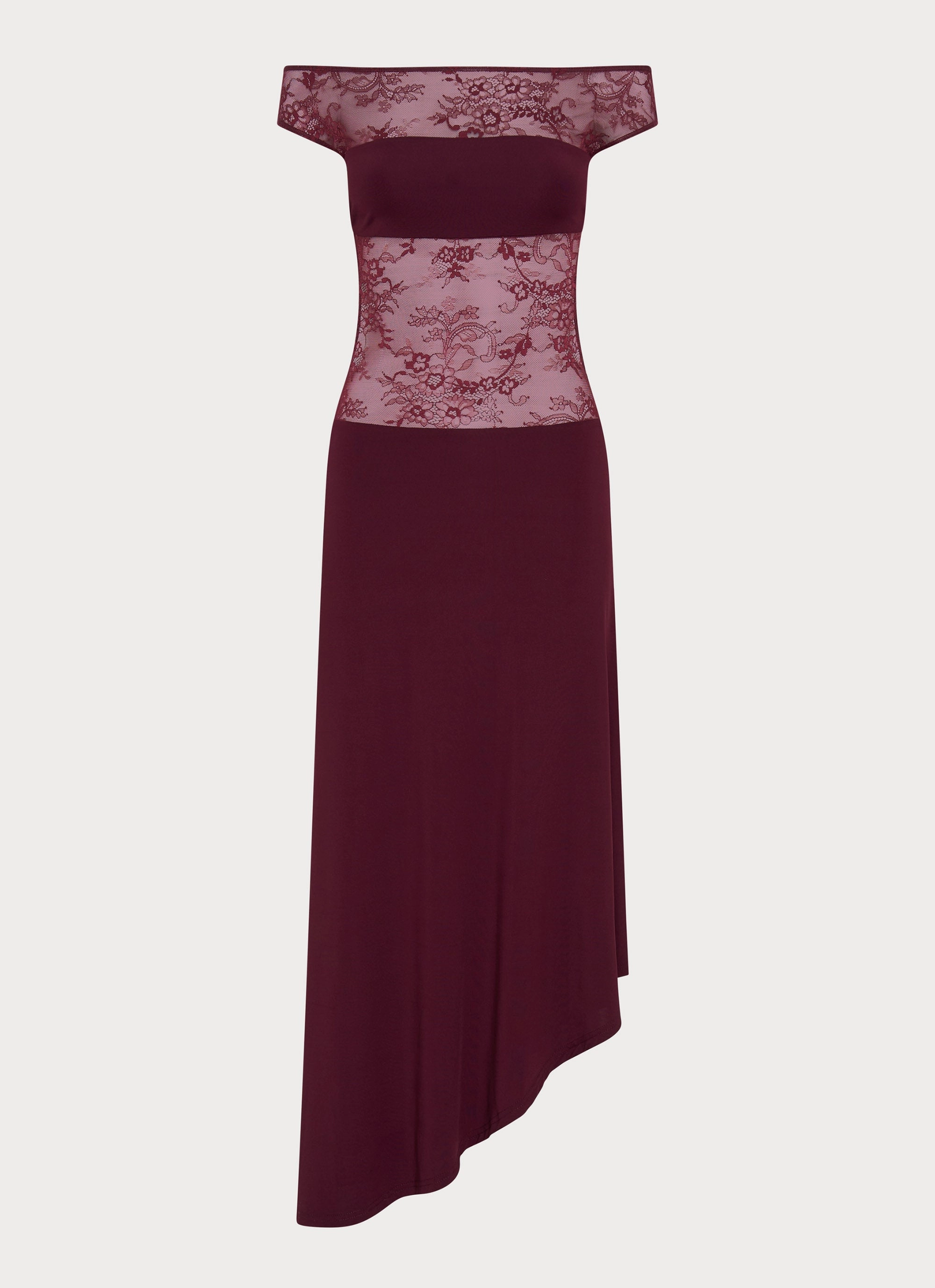 Francoise Lace Midi Dress - Burgundy Polished Form Empire Waist