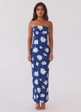 Frayed edge What I Want Maxi Dress - Navy Flora What I Want Maxi Dress - Navy Flora Walk Grace Stay Cool