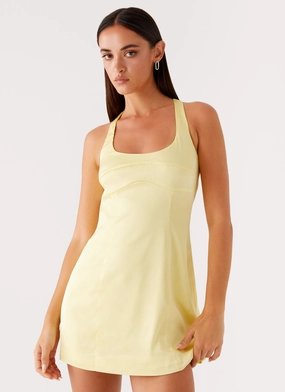 Freefall Satin Mini Dress - Yellow Statement Look Freefall Satin Mini Dress - Yellow Chic Casual Wear