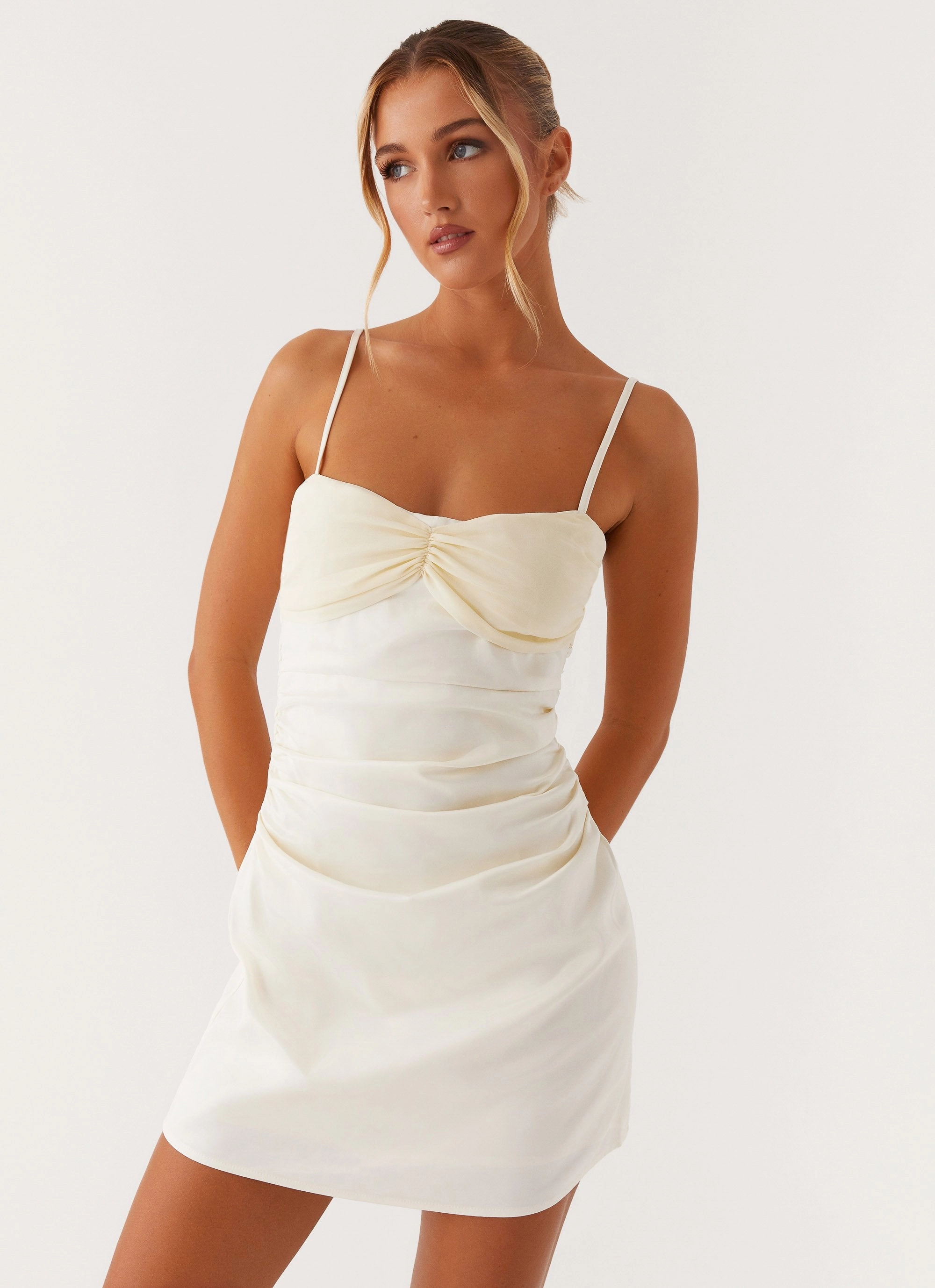 Bold Cut Fashion Fit Last Summer Mini Dress - Ivory