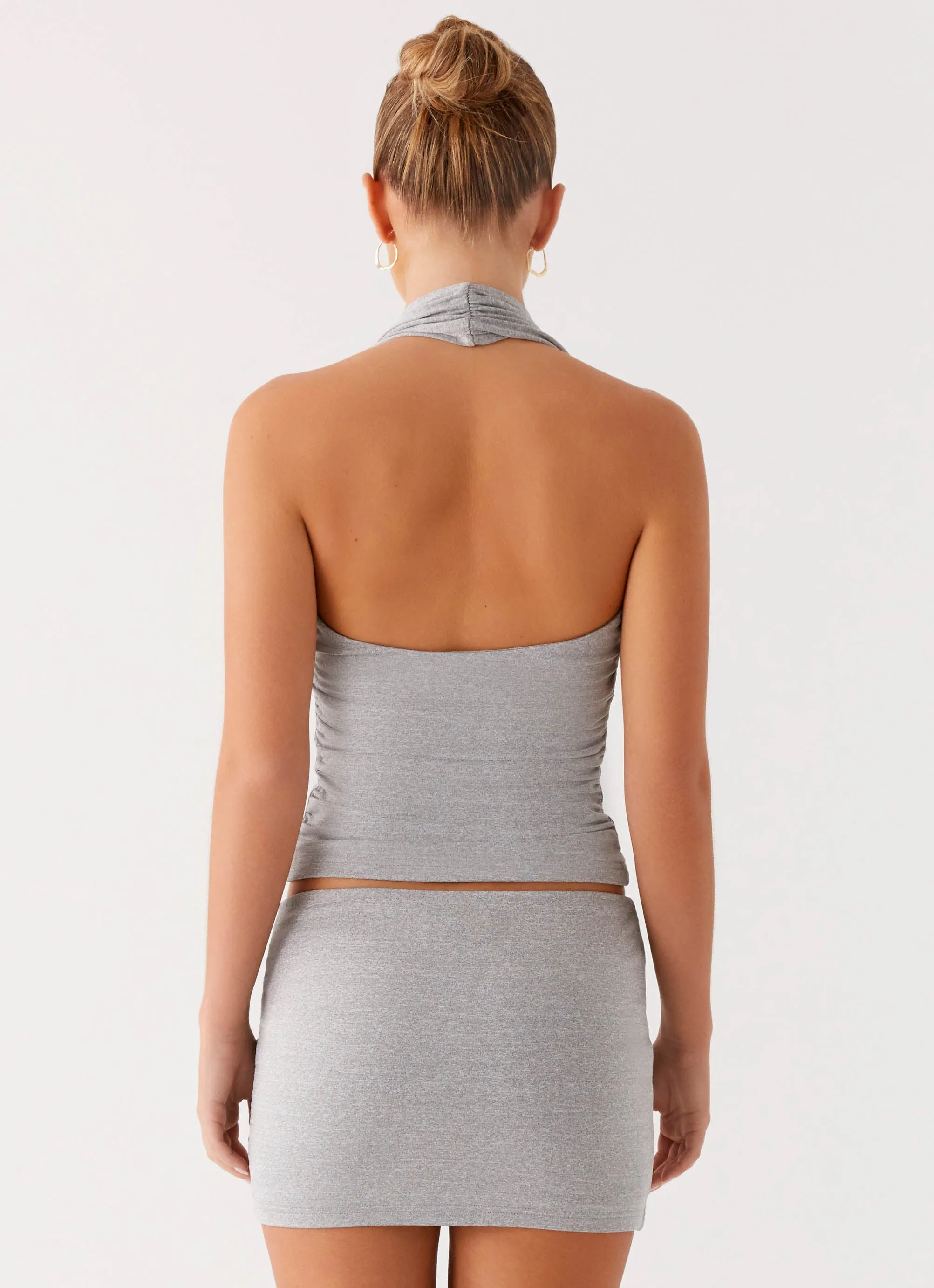 Amia Mini Skirt - Grey Marle Outfit Game Seamless Edging