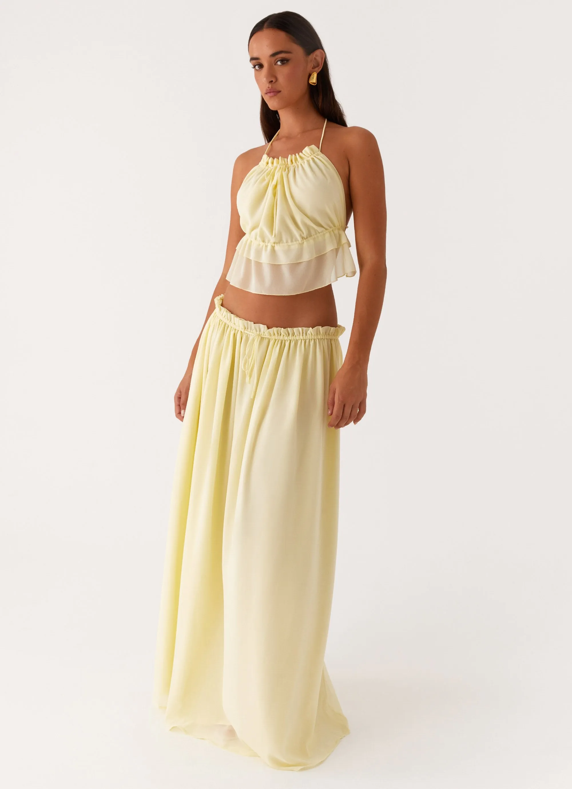 Waist Defining Zaya Maxi Skirt - Yellow