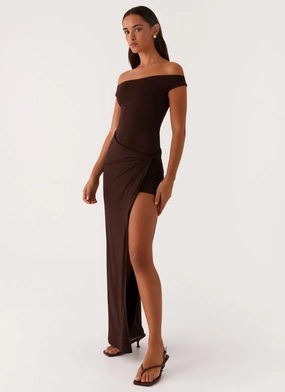 Fresh Goods Amerie Maxi Dress - Chocolate Tailored Style Pure Fabric Amerie Maxi Dress - Chocolate