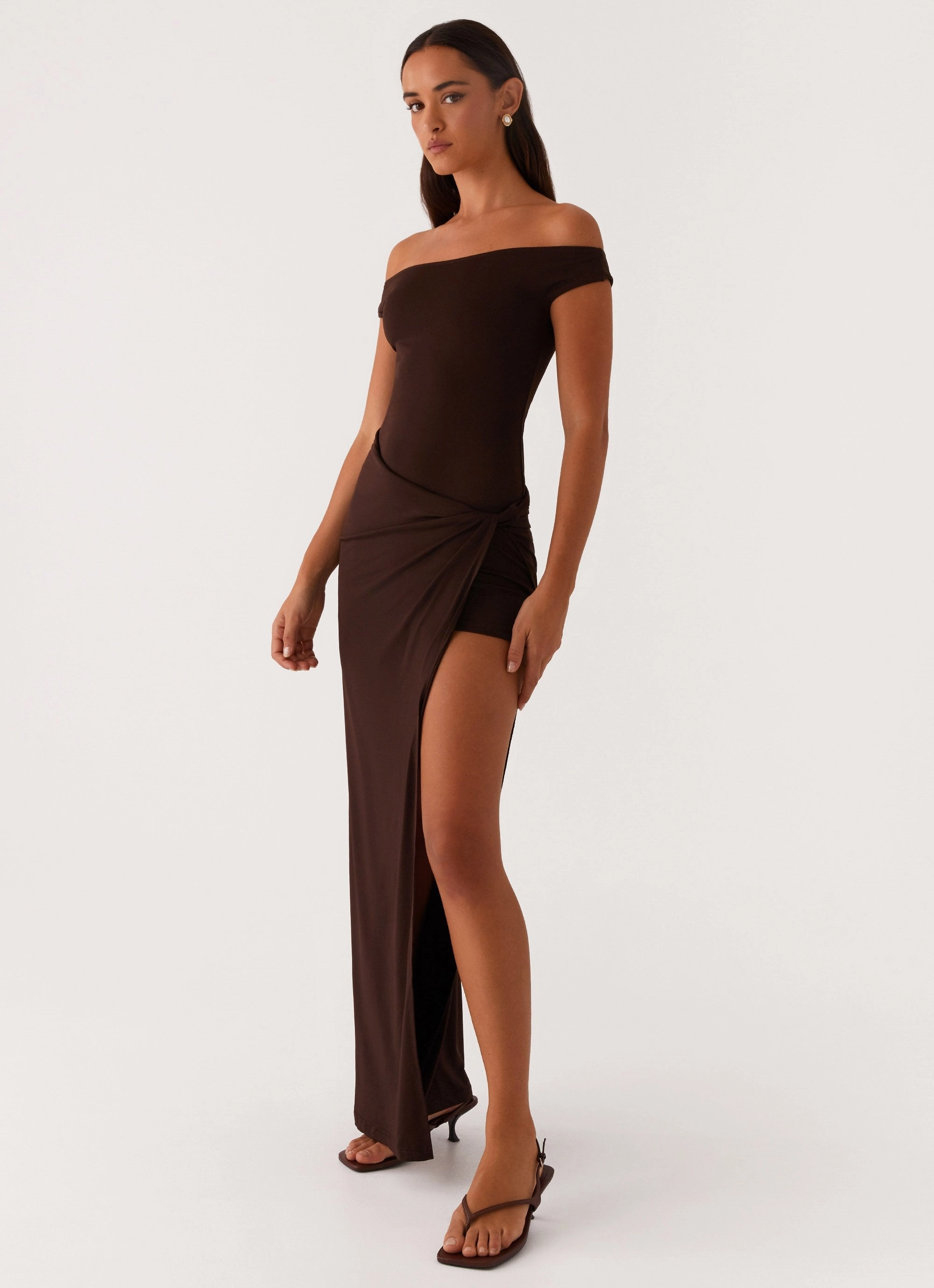 Tailored Style Pure Fabric Amerie Maxi Dress - Chocolate