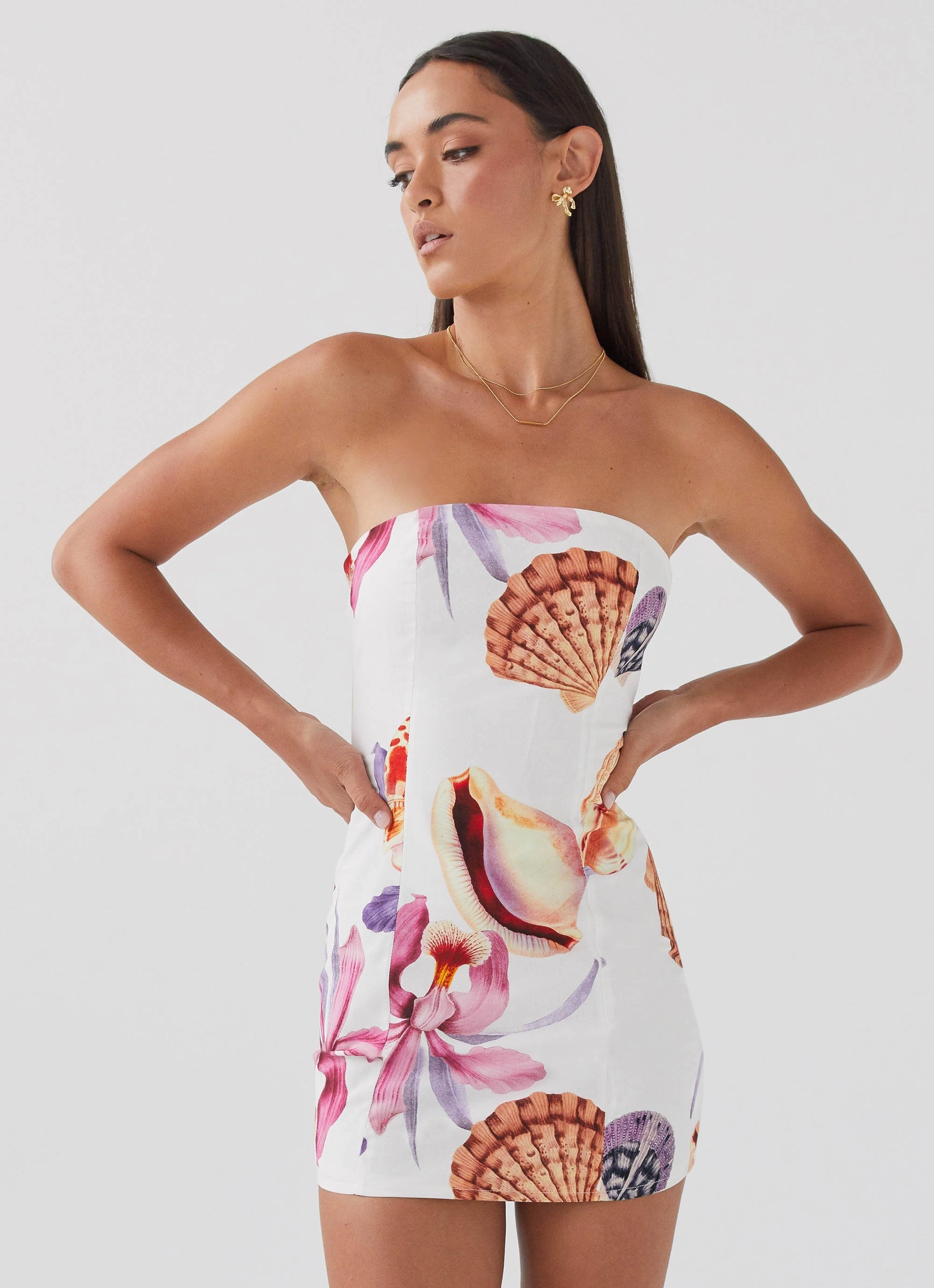 Freya Linen Mini Dress - Seaside Bouquet Walk Mood Perfect Day-to-Night