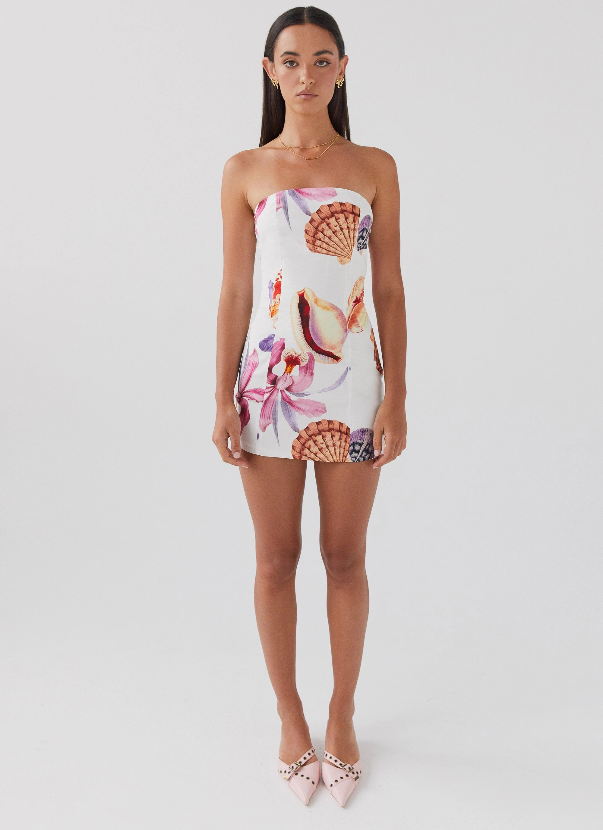 Easy Wrap Romantic Bloom Freya Linen Mini Dress - Seaside Bouquet