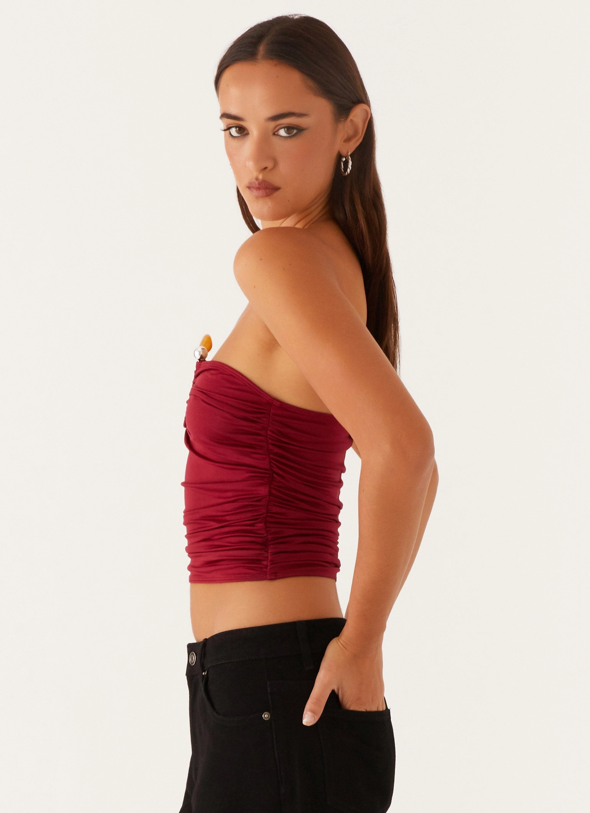 Versatile Design Zero Waste Production Label Rudy Tube Top - Maroon