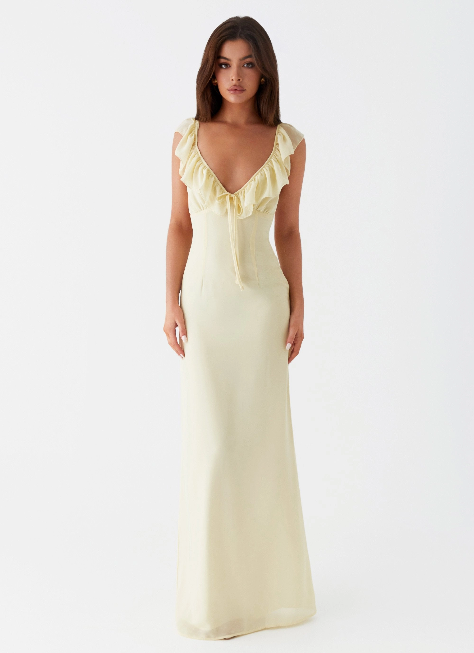 Beaded-Edge Silvie Maxi Dress - Yellow
