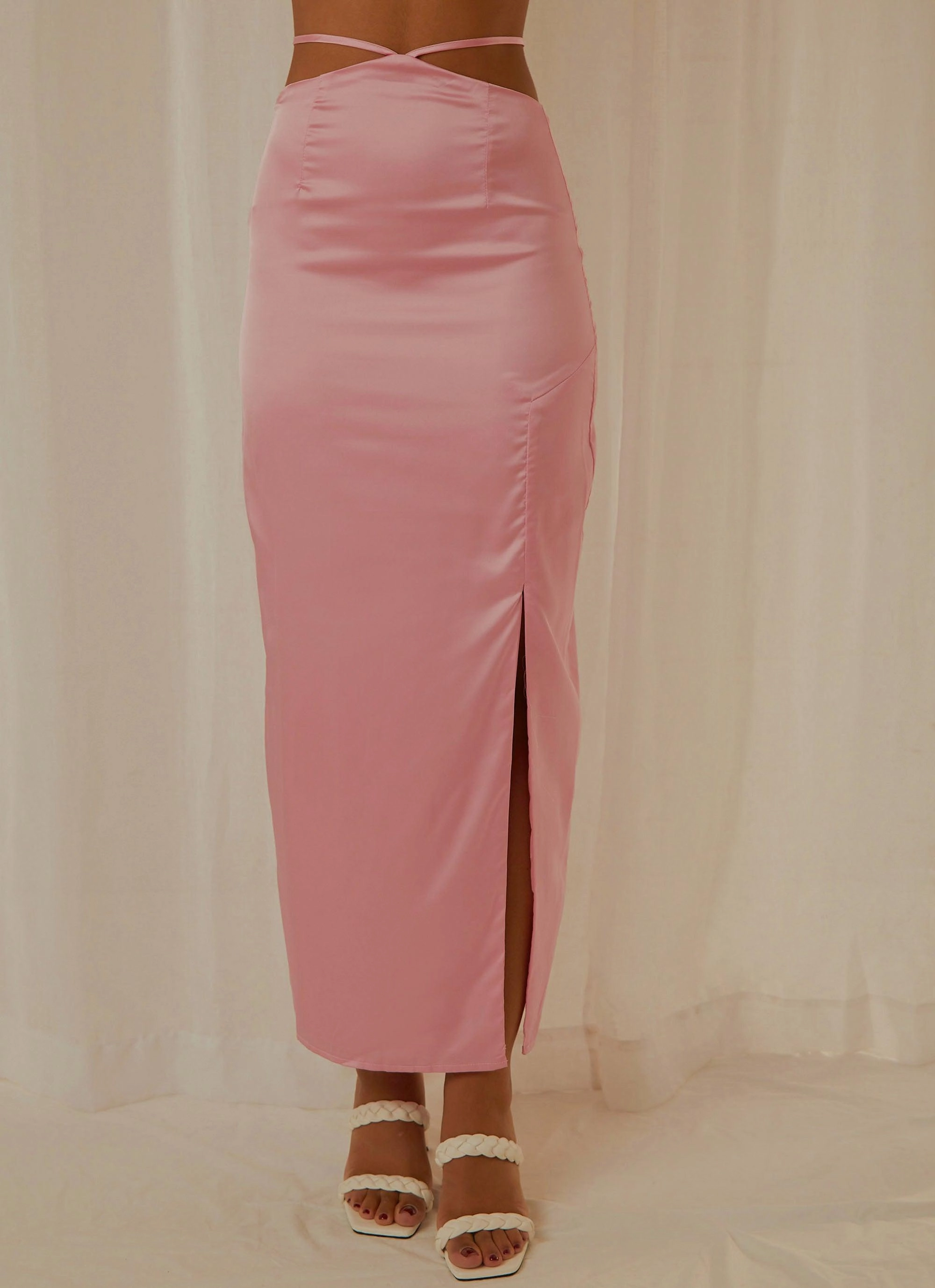 From Florence Maxi Skirt - Baby Pink Compact Packability wrinkle free finish
