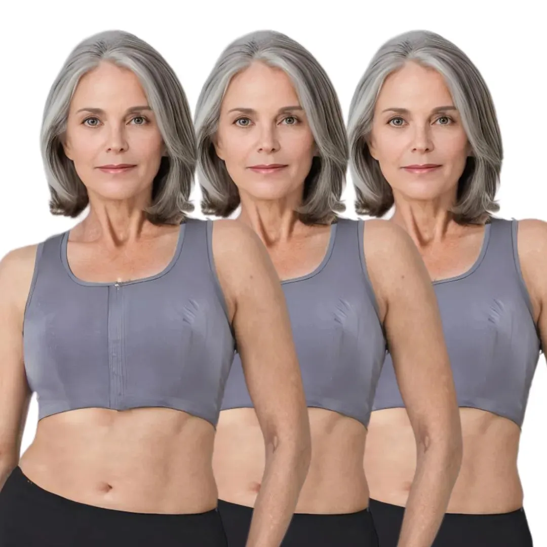 Front Open Bra For Elderly | Non Padded | Non Wired | Racerback | Full Coverage | 3 Pack