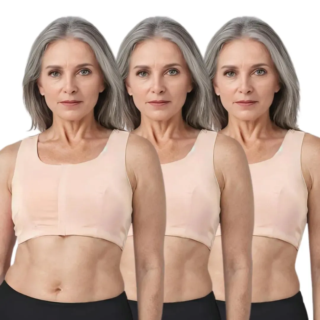 Front Open Bra For Elderly | Non Padded | Non Wired | Racerback | Full Coverage | 3 Pack