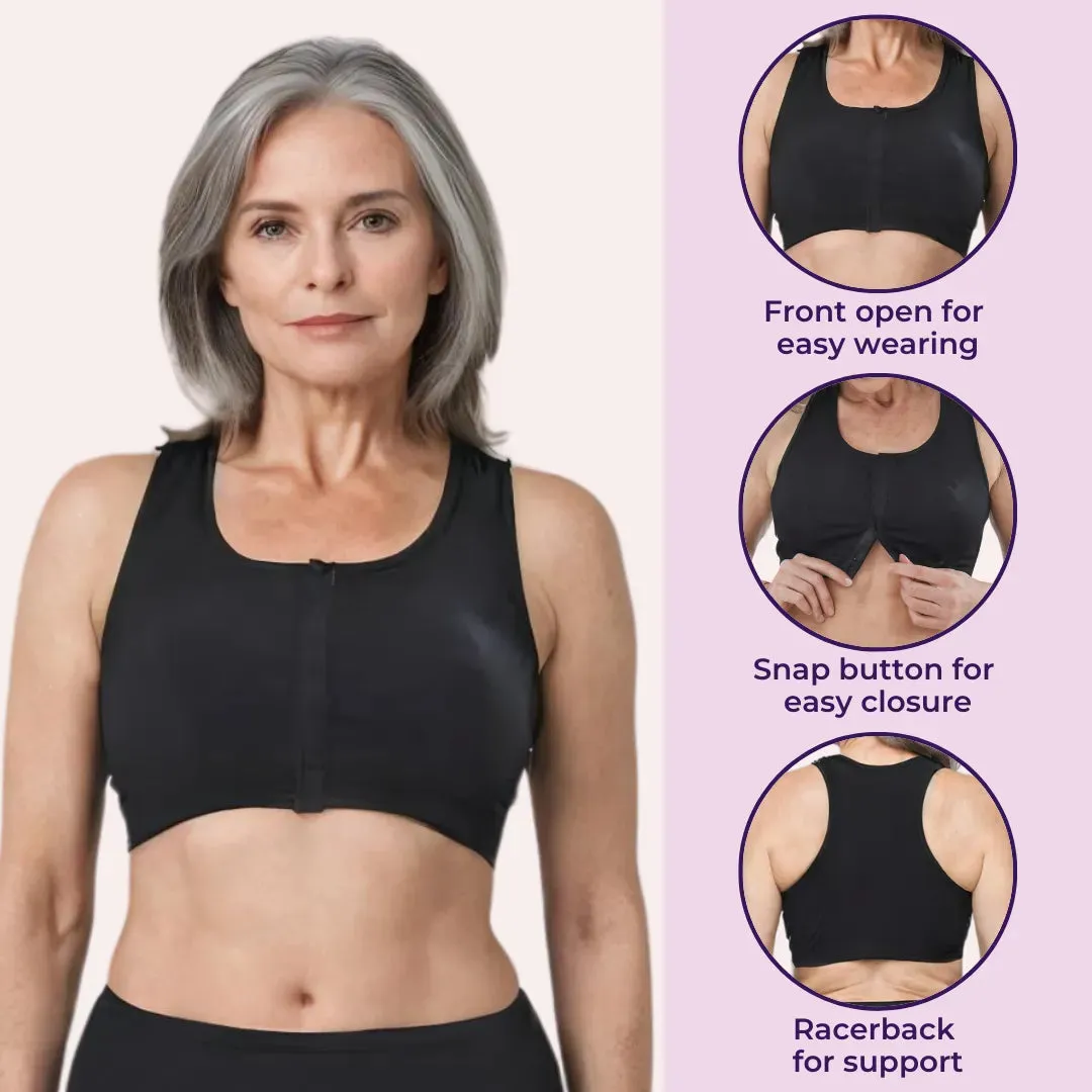 Front Open Bra For Elderly | Non Padded | Non Wired | Racerback | Full Coverage | 3 Pack