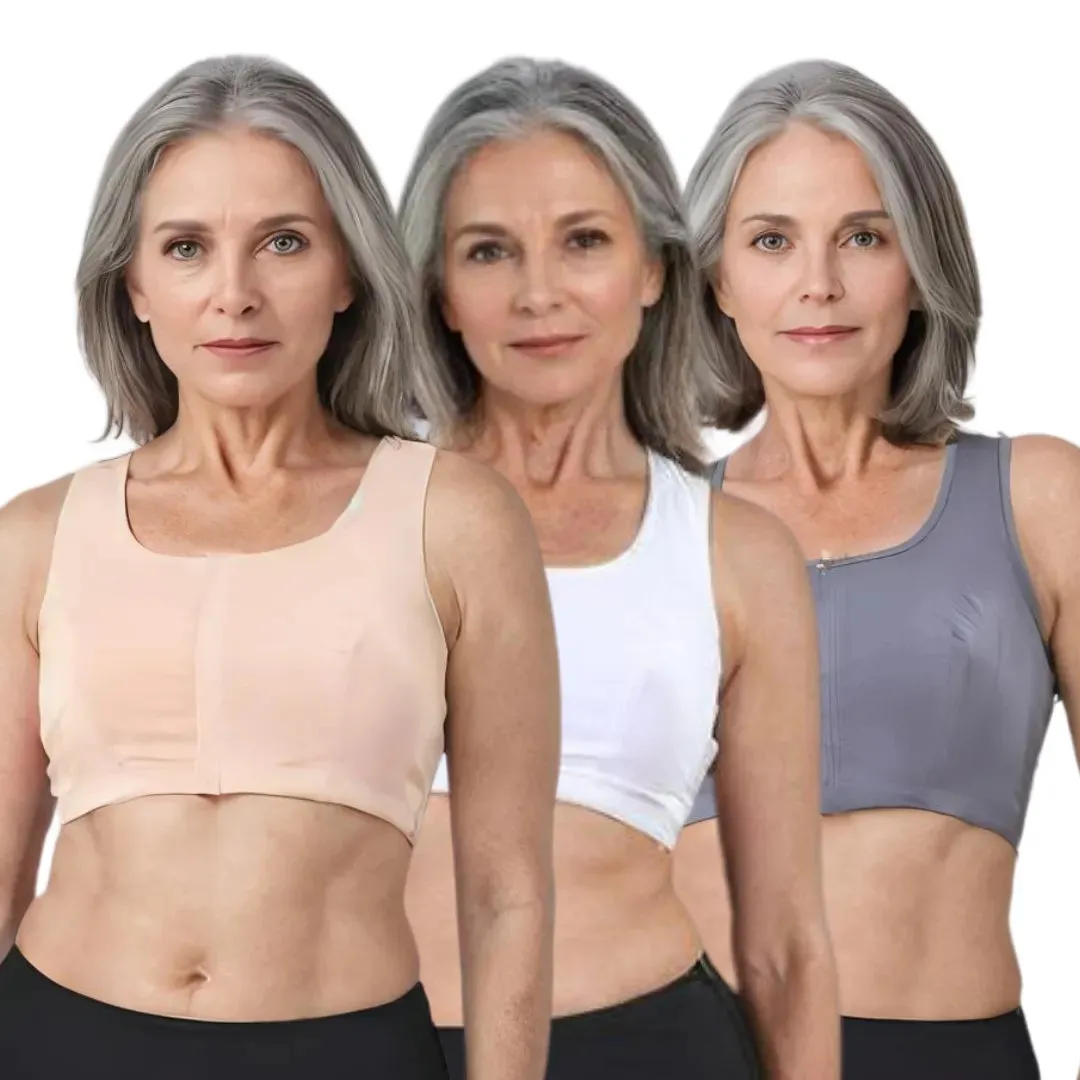 Front Open Bra For Elderly | Non Padded | Non Wired | Racerback | Full Coverage | 3 Pack