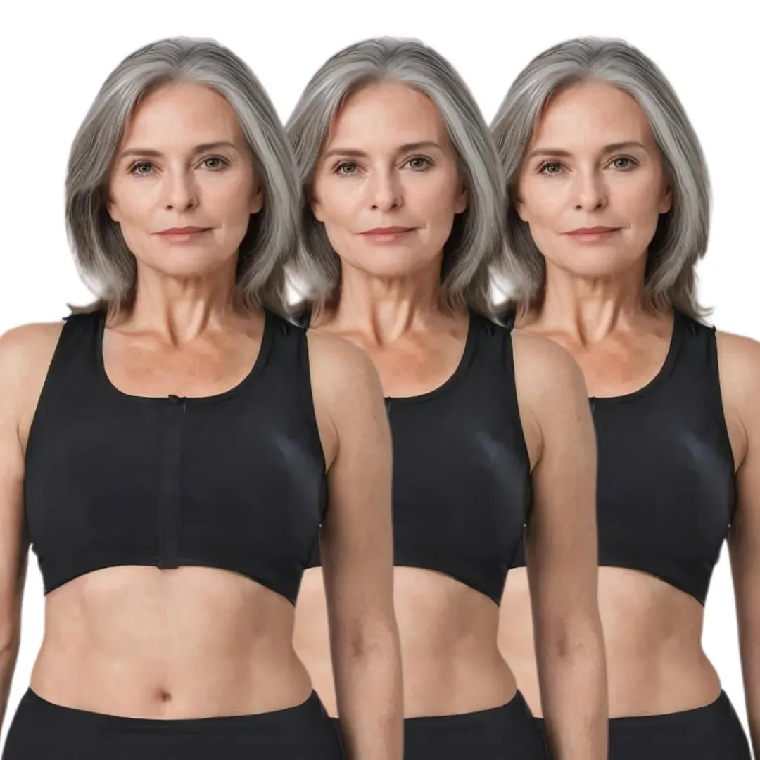 Front Open Bra For Elderly | Non Padded | Non Wired | Racerback | Full Coverage | 3 Pack