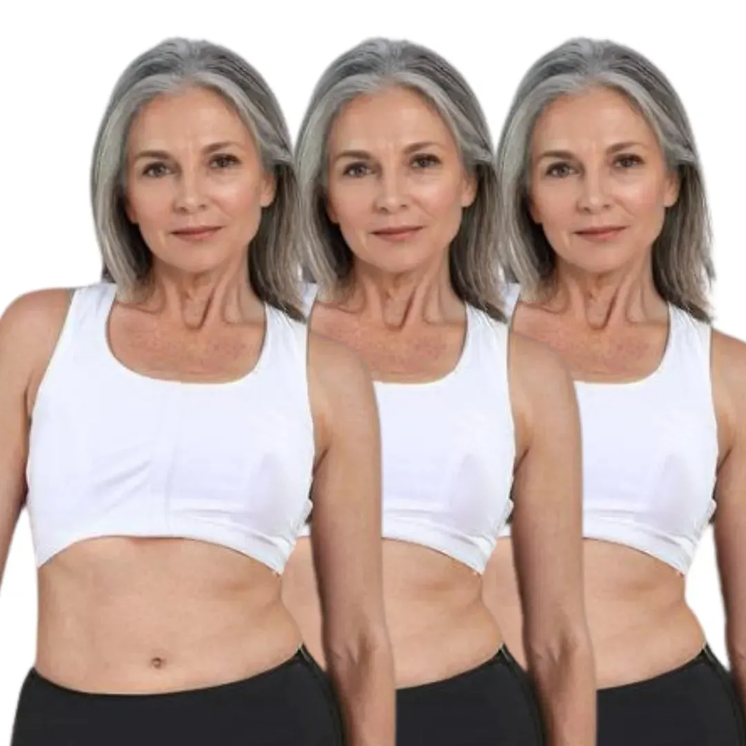 Front Open Bra For Elderly | Non Padded | Non Wired | Racerback | Full Coverage | 3 Pack