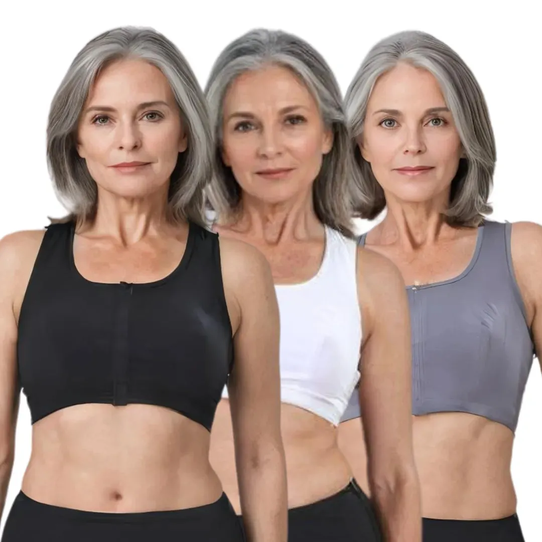Front Open Bra For Elderly | Non Padded | Non Wired | Racerback | Full Coverage | 3 Pack
