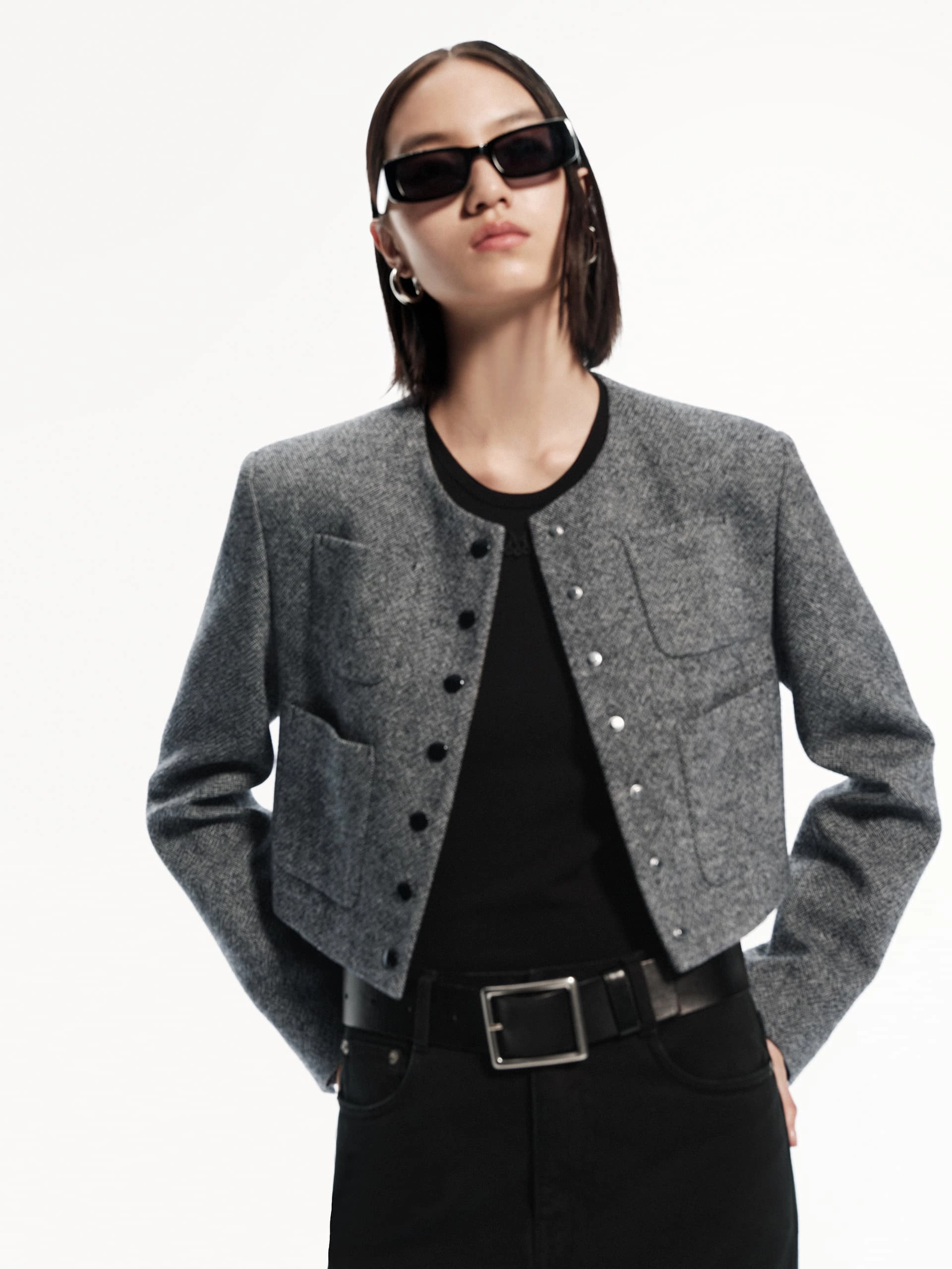 Front Pocket Cropped Jacket