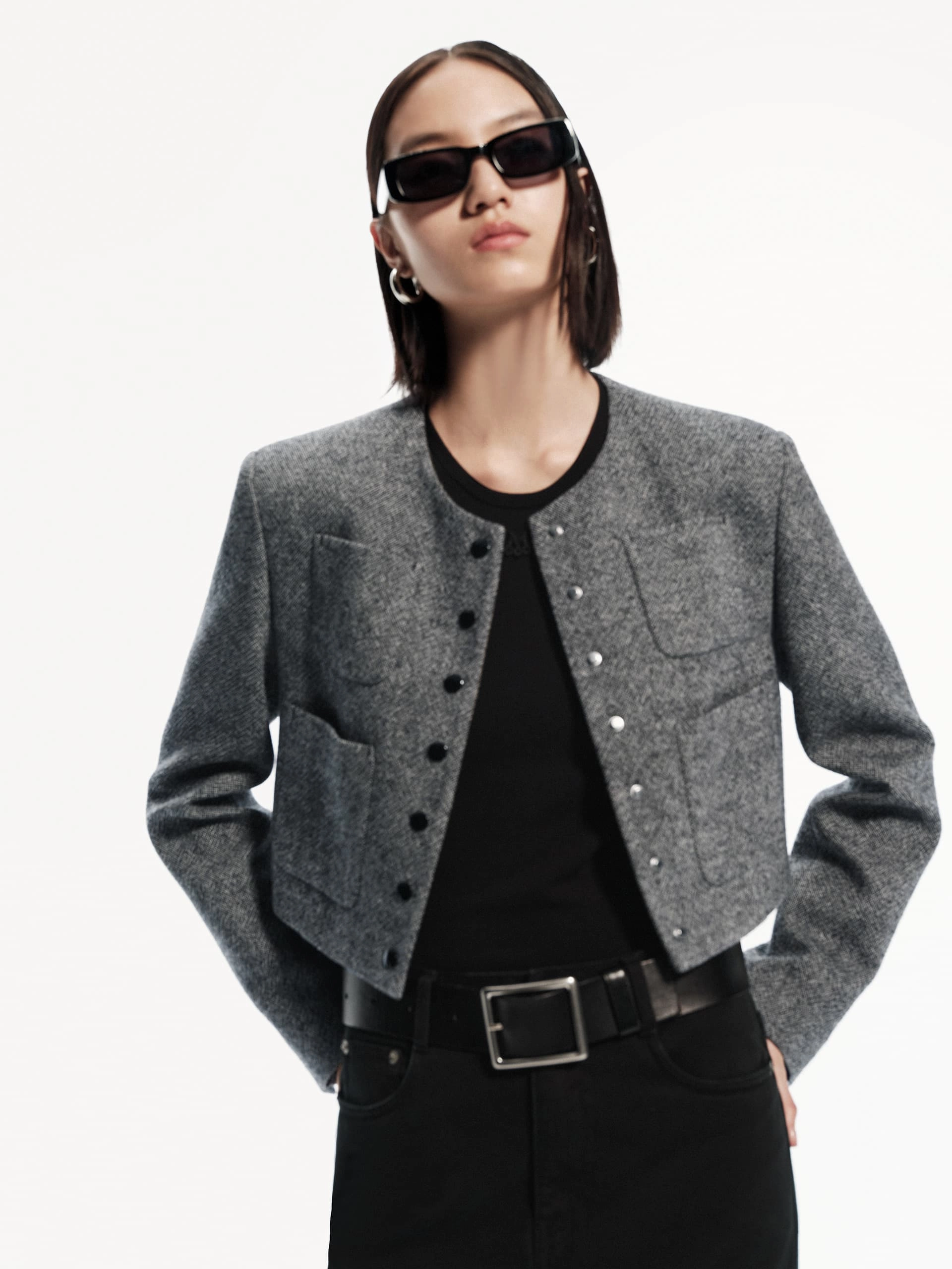 Front Pocket Cropped Jacket