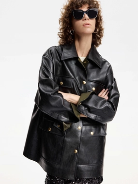 Front Pocket Leather Jacket