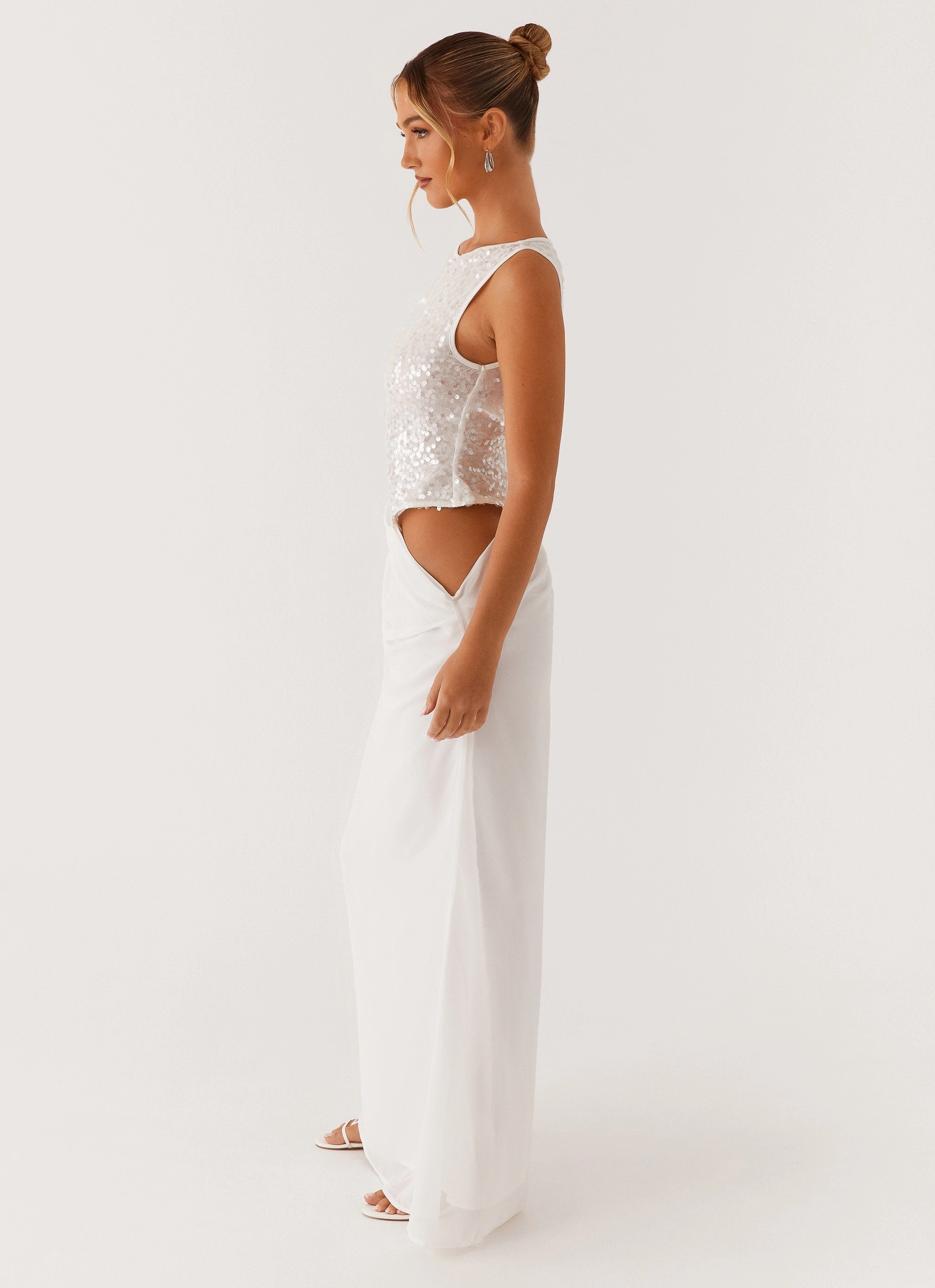 Above Ground Sequin Maxi Dress - White Soft Stitch
