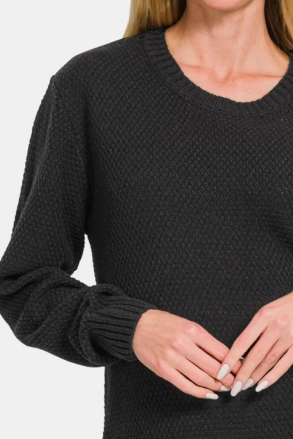 Full Size Round Neck Long Sleeve Sweater