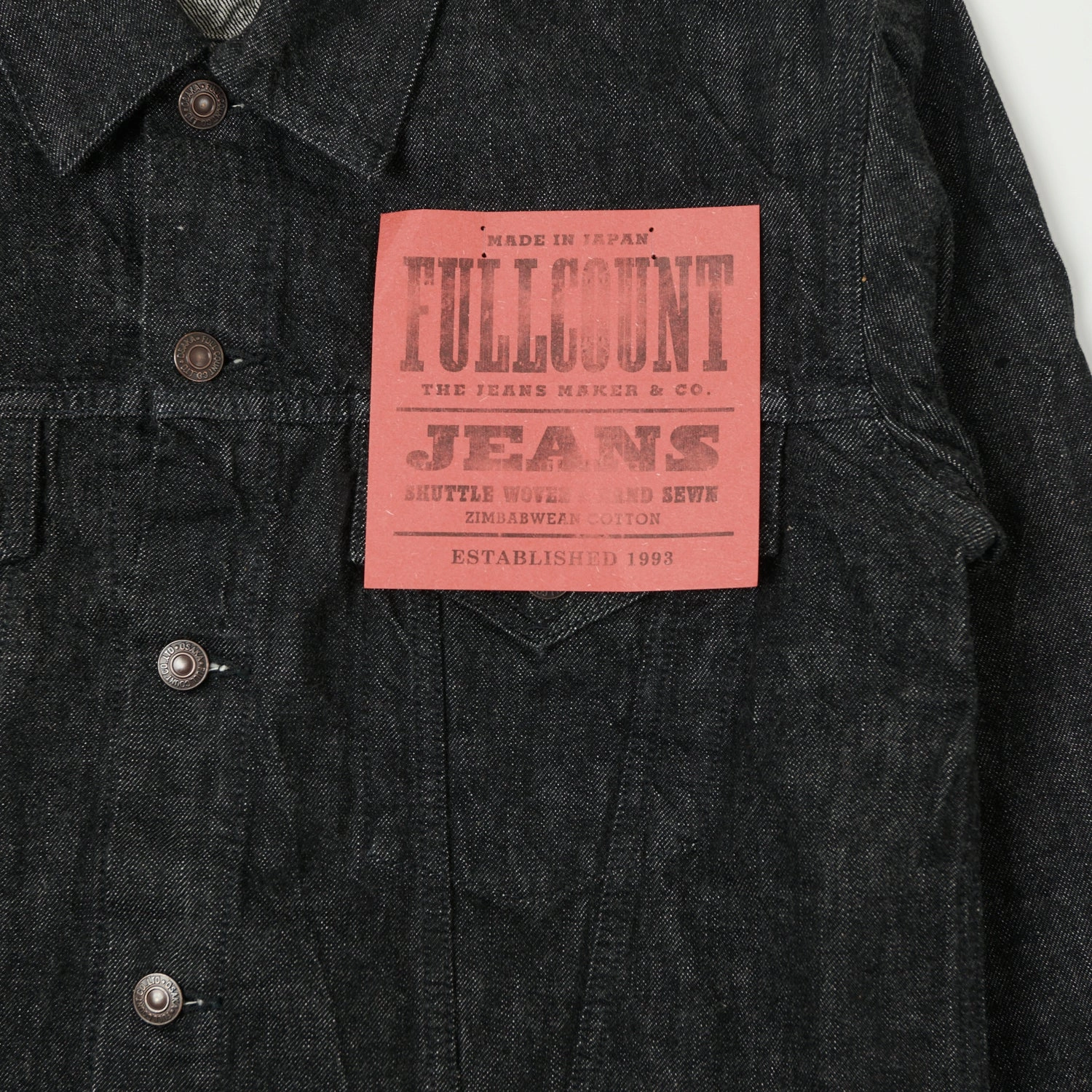 Full Count 2101 13.75oz Type III Denim Jacket - Black One Wash