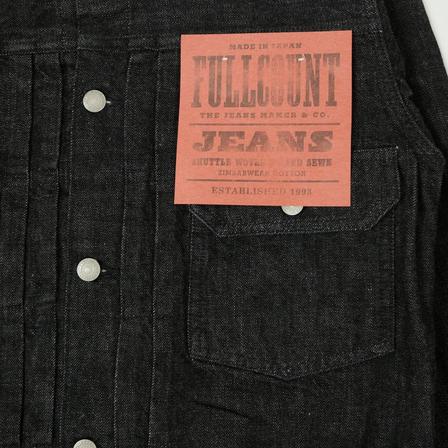 Full Count 2102 13.75oz Type II Denim Jacket - Black One Wash