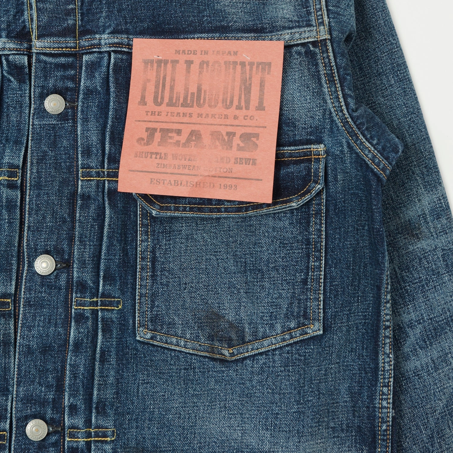 Full Count 2102XX 15.5oz Type II Denim Jacket - 'Fear of the Dark' Wash