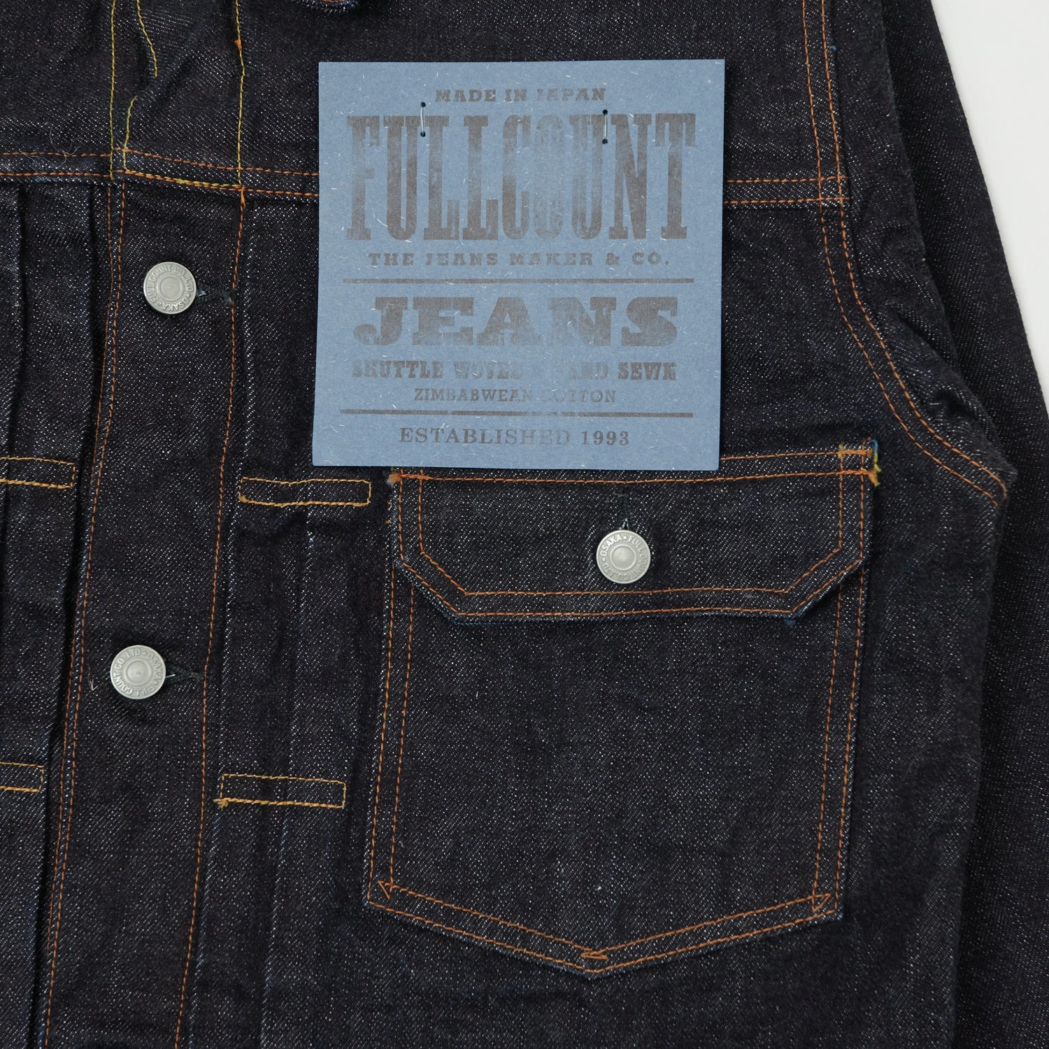 Full Count 2102XX 15.5oz Type II Denim Jacket - One Wash