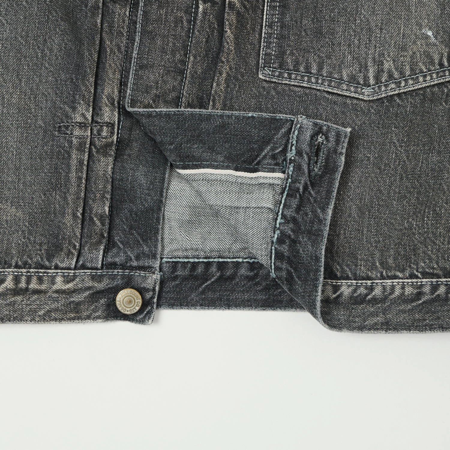 Full Count 2107 13.5oz Type I Denim Jacket - Black Splatter Dartford Wash