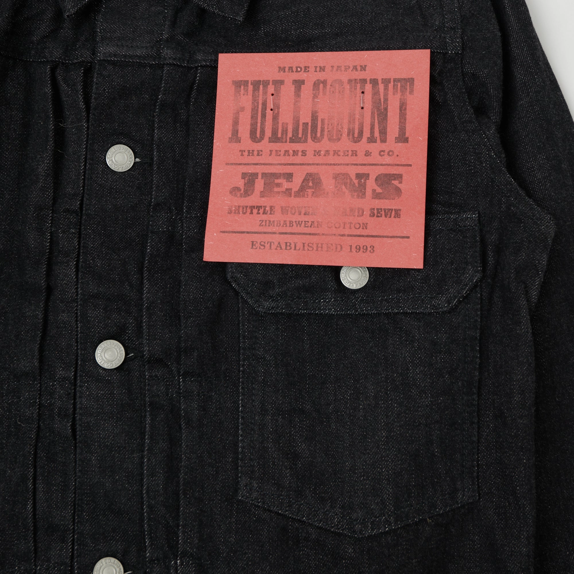 Full Count 2107 13.75oz Type I Denim Jacket - Black One Wash