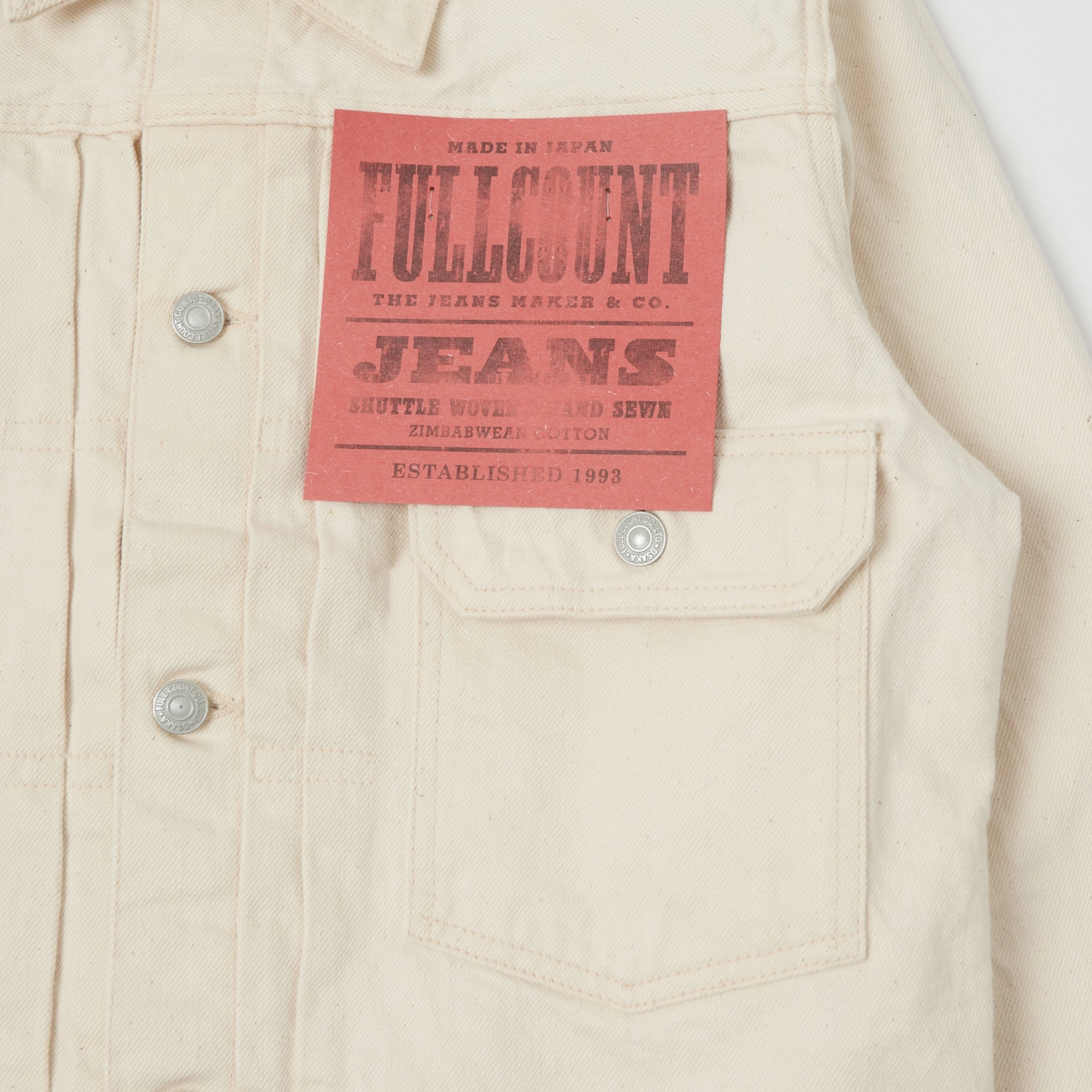 Full Count 2107 13.75oz Type I Denim Jacket - Ecru One Wash