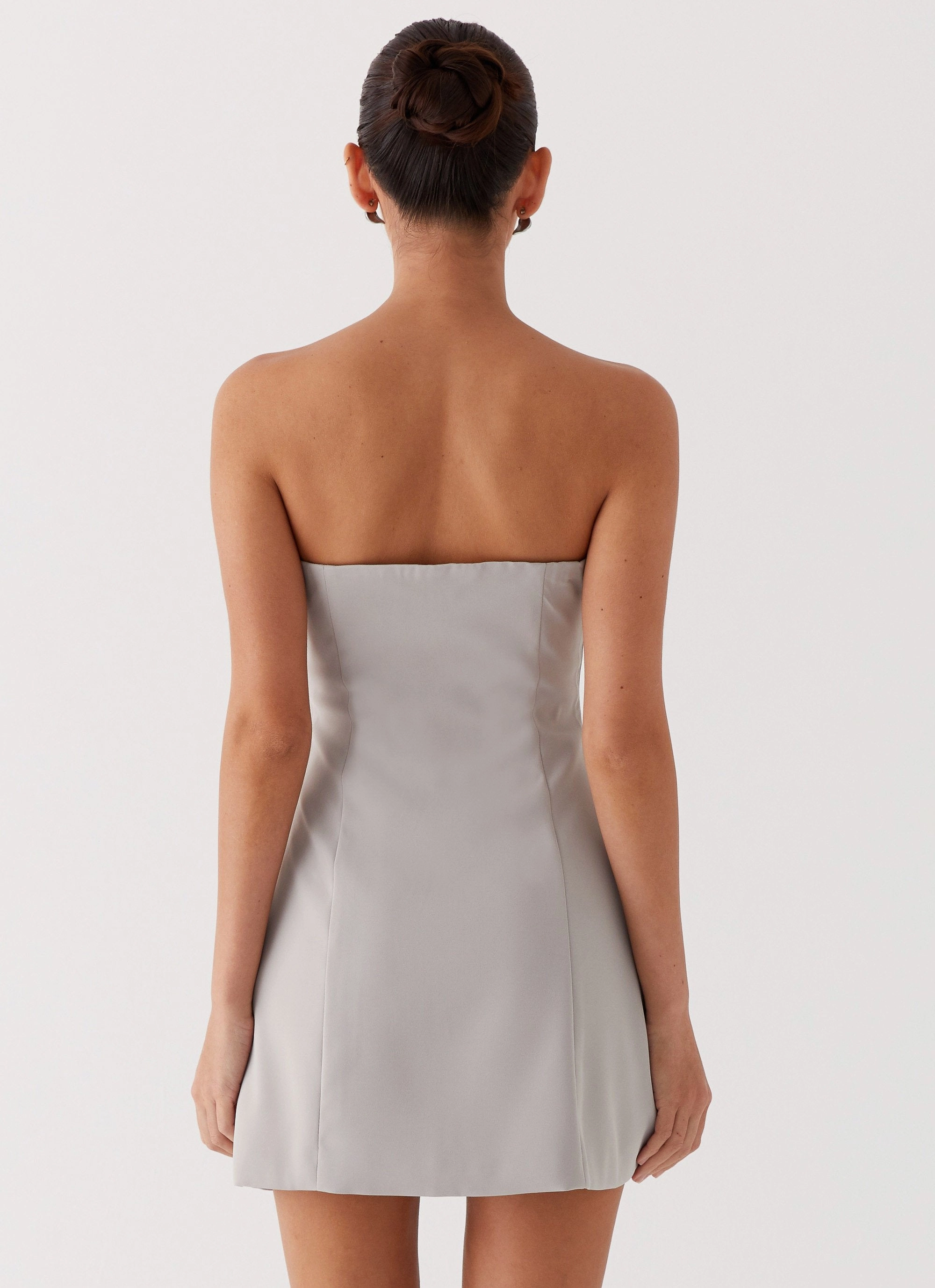 flowy style Ayanna Strapless Mini Dress - Grey