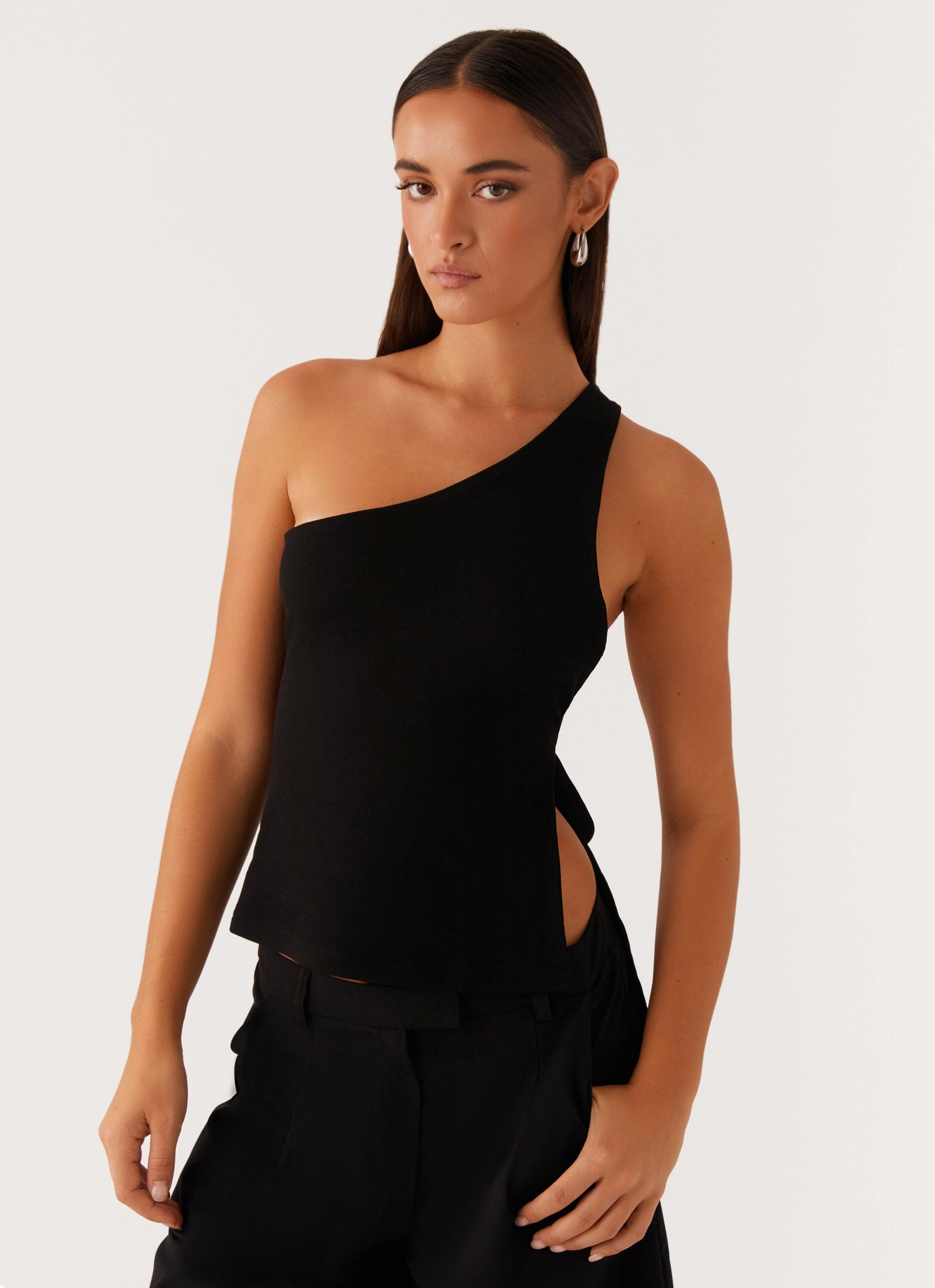 Safiya One Shoulder Top - Black NonChafingTrim