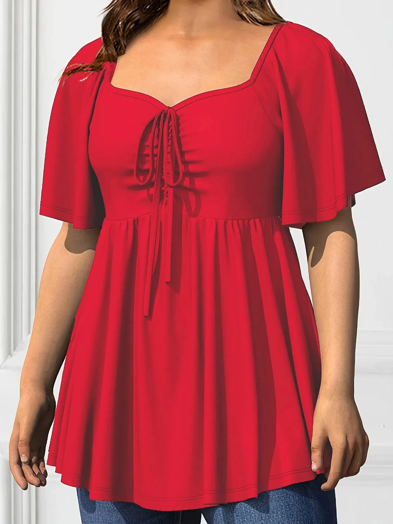 Funki Buys | Shirts | Women's Plus Size A Line Draw String Shirt