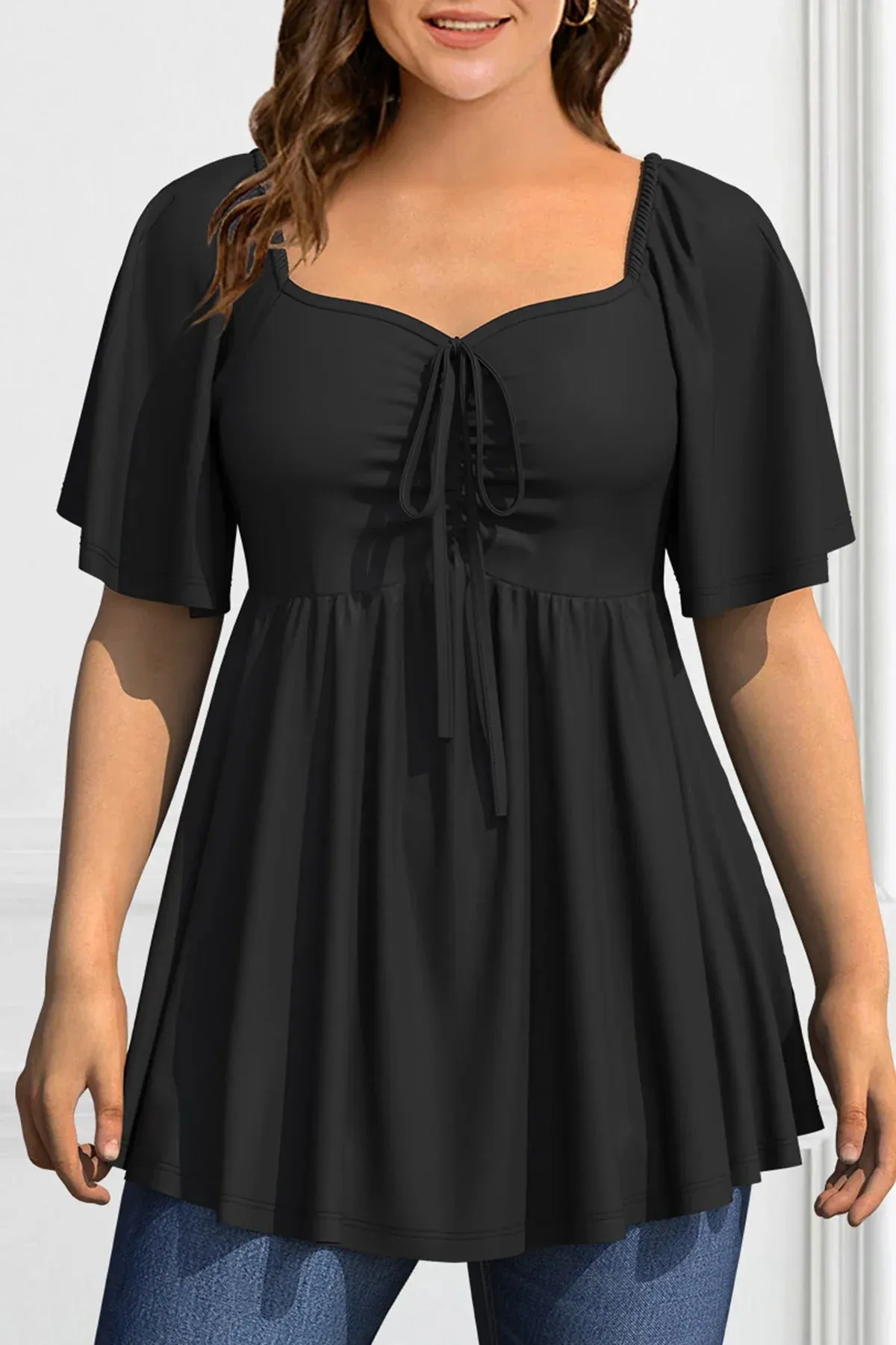Funki Buys | Shirts | Women's Plus Size A Line Draw String Shirt
