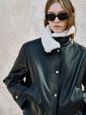 Fur Collar Leather Coat Fur Collar Leather Coat