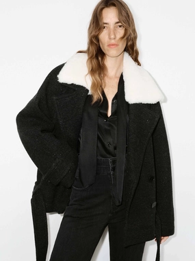 Fur Collar Quilted Coat with Belt Fur Collar Quilted Coat with Belt