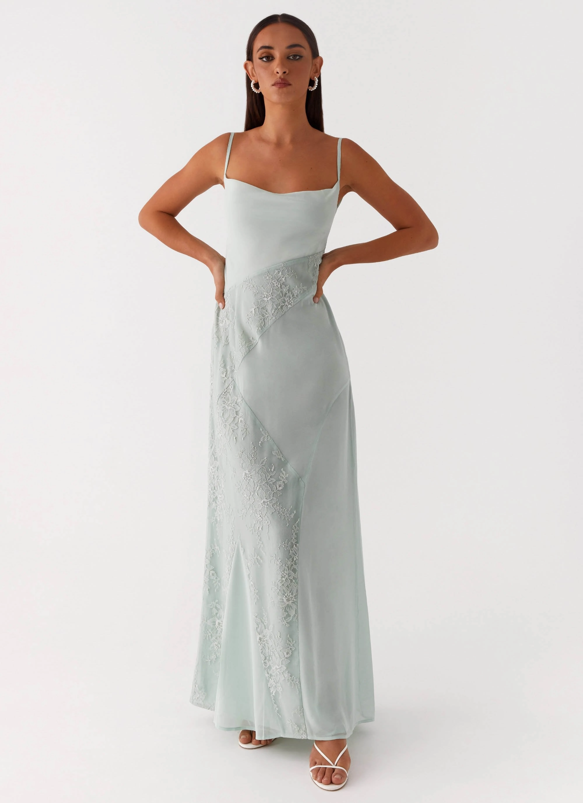 Gabriana Maxi Dress - Sage Balloon-Sleeve Timeless Energy