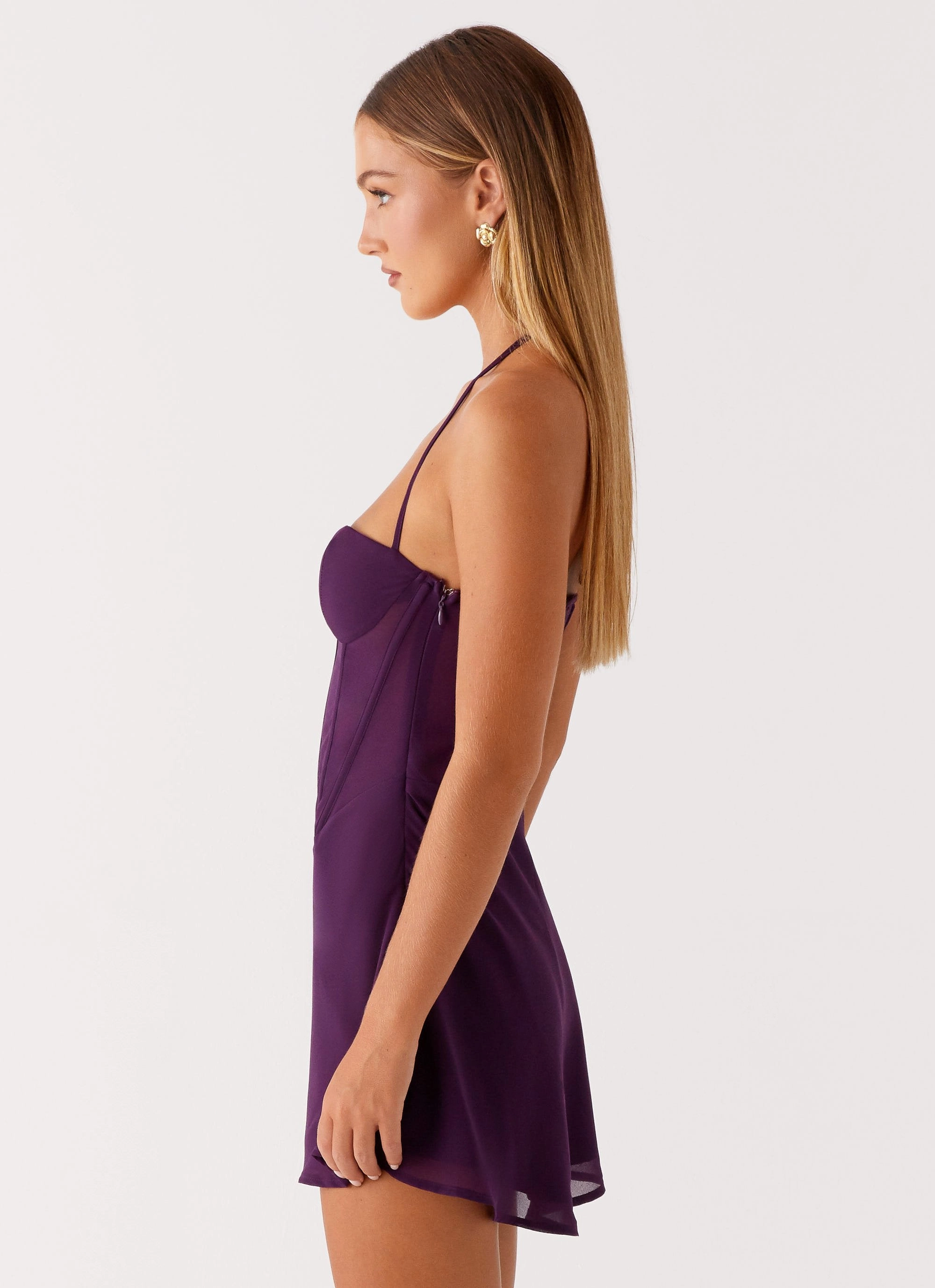 Gabrietta Mini Dress - Plum Cozy Layers Basic Fashion