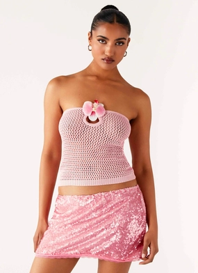 Galia Crochet Top - Pink FlexibleCuff Design Galia Crochet Top - Pink LowImpact Dye Process Simple Dress