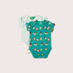 Garden Birds Organic Baby Bodysuit Set - 2 Pack