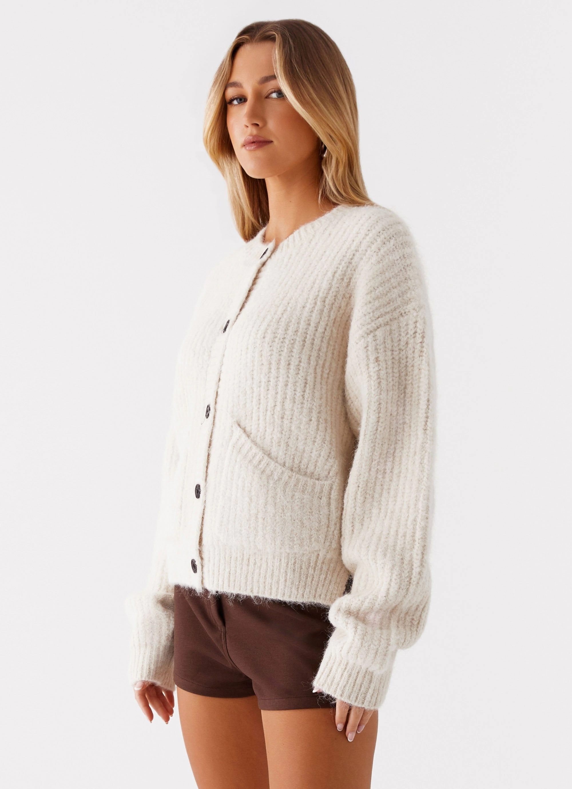 Sun Protective Fabric Interlock Weave Hartley Cardigan - White