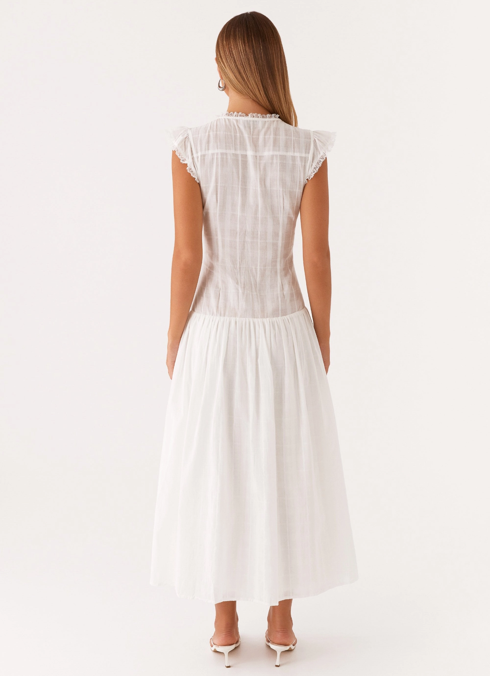 Genevieve Midi Dress - White Lounge Comfort Flower Grace